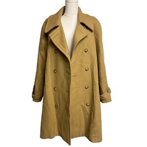 Vintage Womens Camel Wool Double Breasted Peacoat Size 12 Classic Old Money